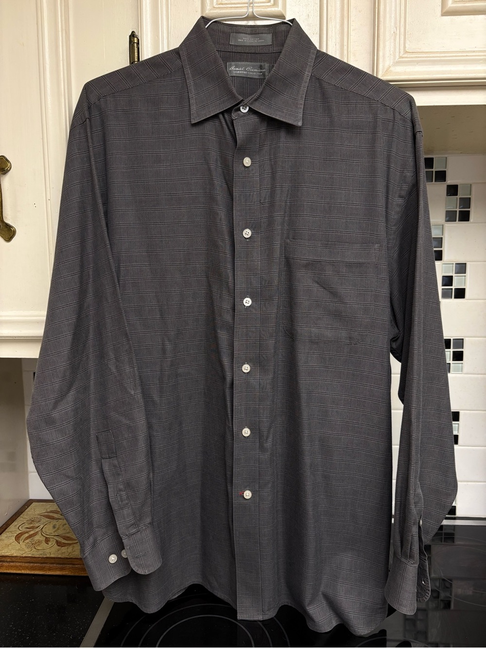 Daniel Cremieux Signature Collection Charcoal Plaid Long-Sleeve Dress Shirt